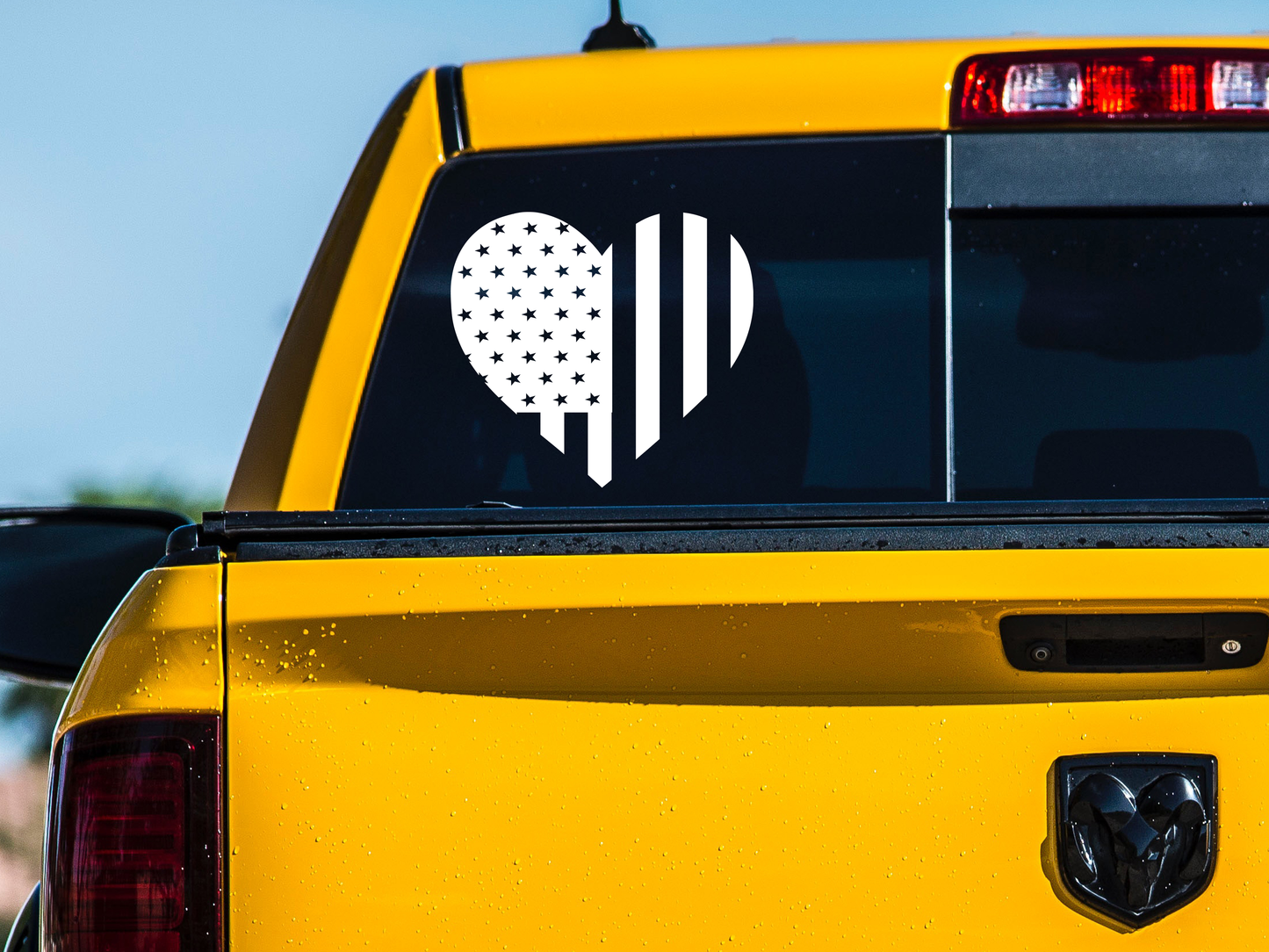 US Flag Heart Hanging Patriotic Vinyl Decal