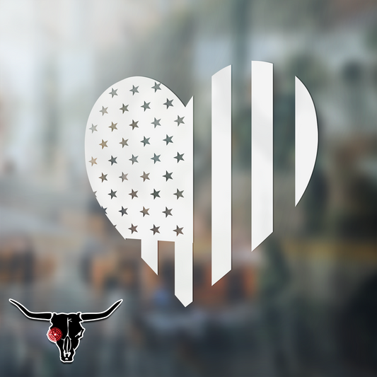 US Flag Heart Hanging Patriotic Vinyl Decal